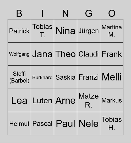 Hochzeit von Laura und Johann Bingo Card