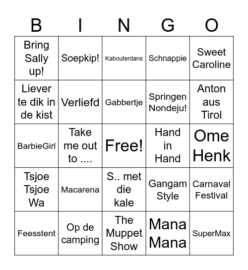 Foute MuziekBingo Storks! Bingo Card