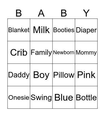 BABY SHOWER BINGO Card