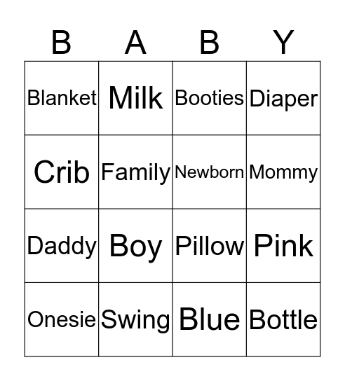 BABY SHOWER BINGO Card