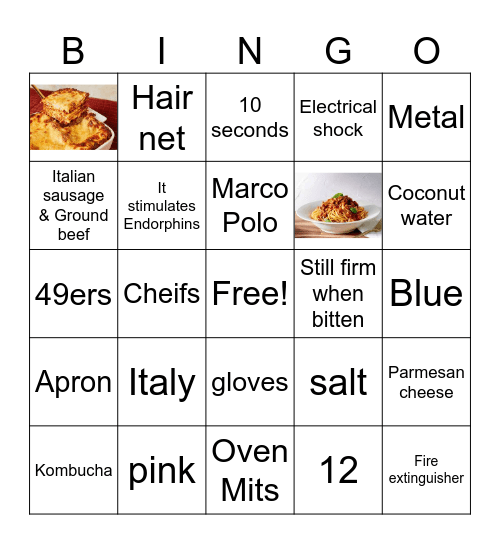 Pasta Bingo Card