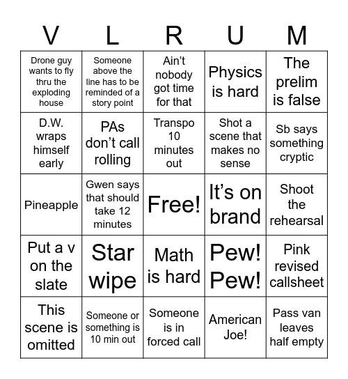 VALARUM Bingo Card