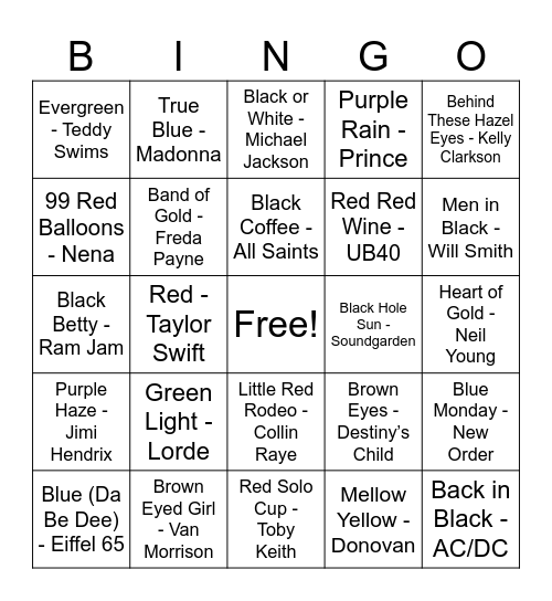 COLOR THE WORLD Bingo Card