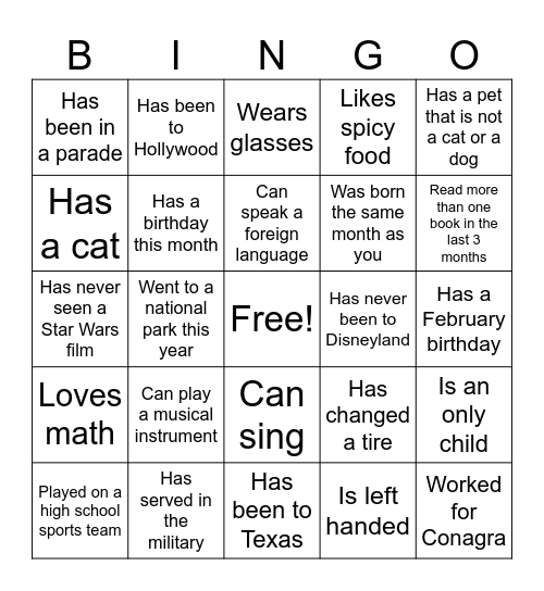 Picnic Bingo Card