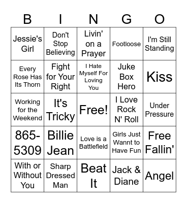 80's Bingo - School Edition Bingo Card