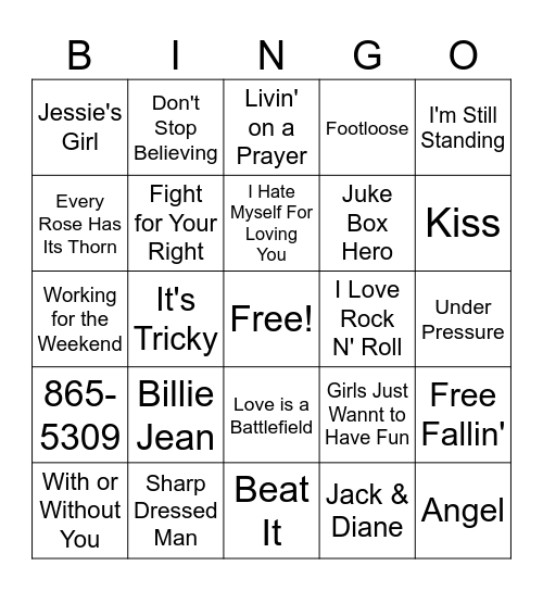 80's Bingo - School Edition Bingo Card