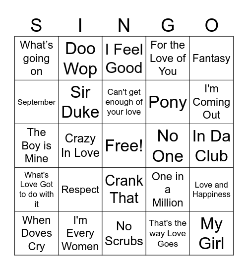 BMH SINGO Bingo Card