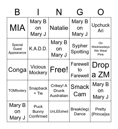 B.Ed. Formal 2024 Bingo Card
