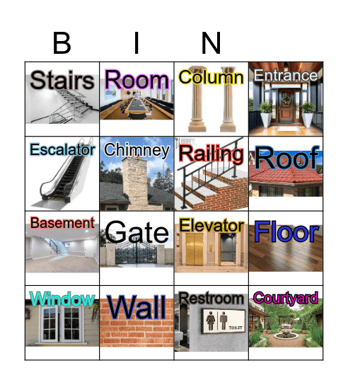 Parts of a building Bingo Card
