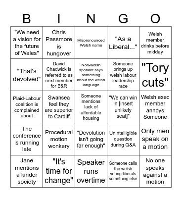 WLD CONFERENCE BINGO Card