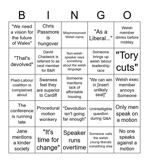 WLD CONFERENCE BINGO Card