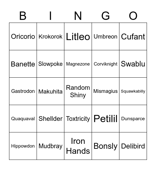 POKÉMON VIOLET SHINY BINGO (Paldea) Bingo Card