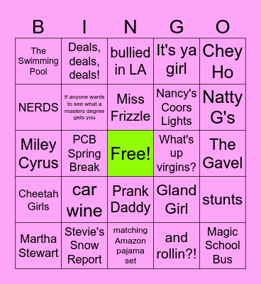 Birthday Girl Bingo Card