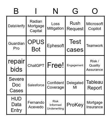 ECM Bingo Game Bingo Card