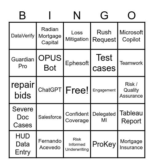 ECM Bingo Game Bingo Card