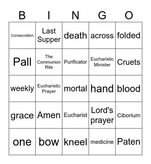 HOLY EUCHARIST Bingo Card