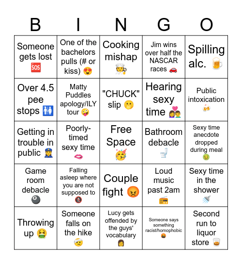 Spring Break BINGO Card