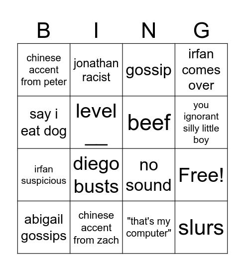 computer science Bingo Card
