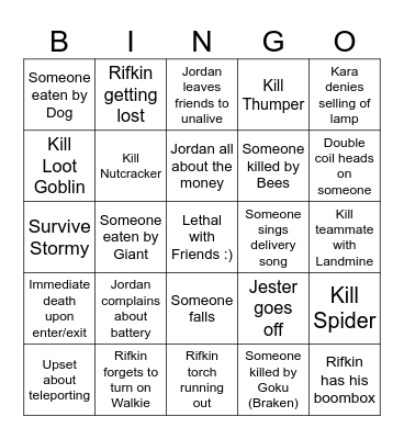CptSpkz & Friends Lethal Company Bingo Card