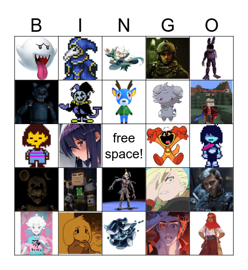 favourite character bingo! Bingo Card