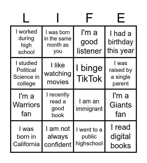 Google Street Law Bingo Card