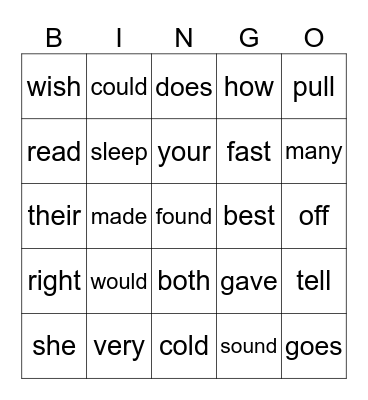 "Magic E"  Words Bingo Card