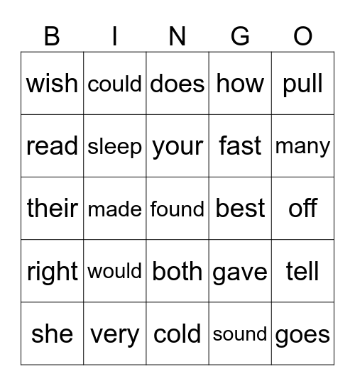 "Magic E"  Words Bingo Card