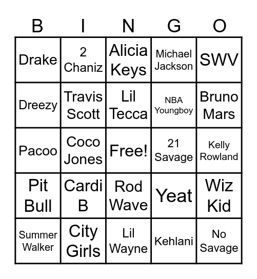 Beats & Bingo Round 1 Bingo Card