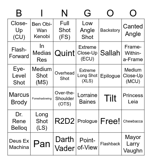 Midterm Exam Bingo Card, Option #2 Bingo Card