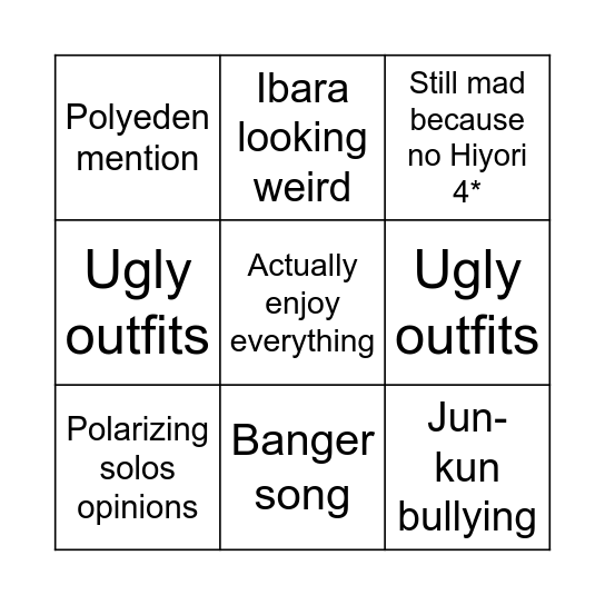 Eden album reactions bingo Card