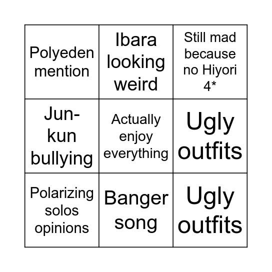 Eden album reactions bingo Card