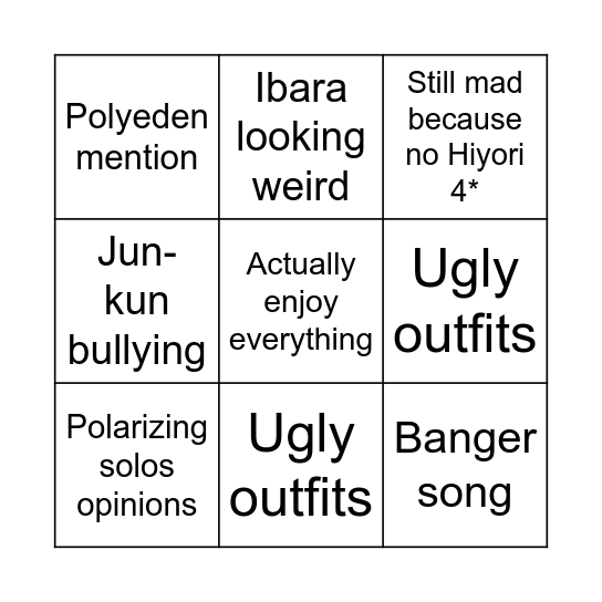 Eden album reactions bingo Card