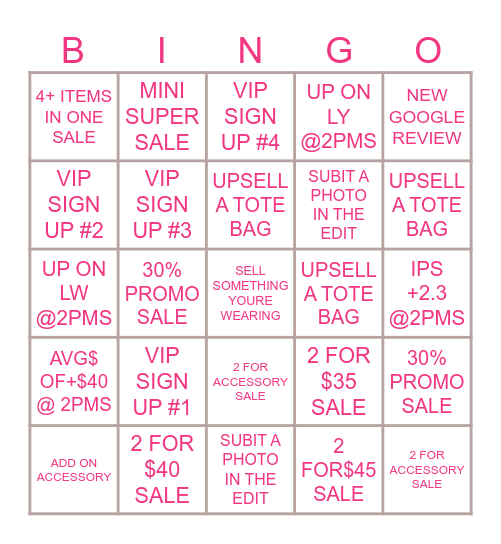ALLY Bingo Card
