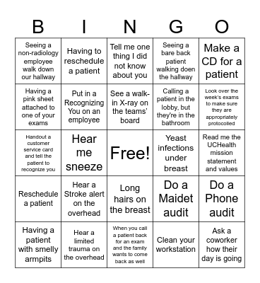 Radiology Bingo Card