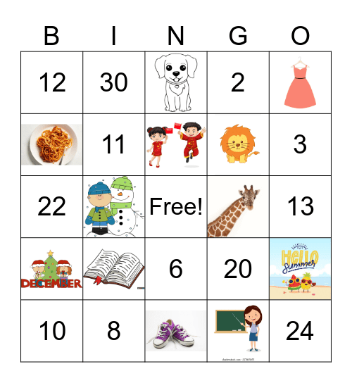 Bingo 5th Grade Bingo Card