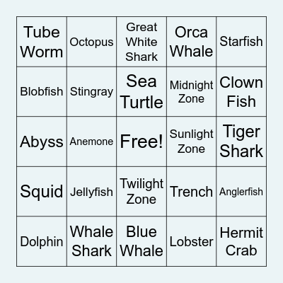 Ocean Bingo! Bingo Card