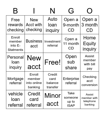 Referral BINGO Card