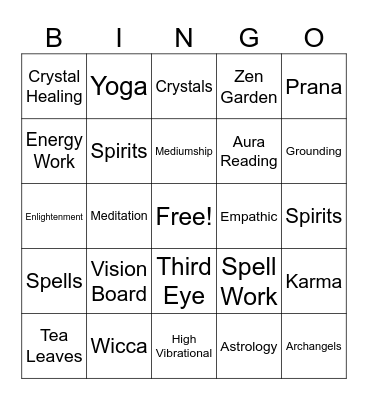 Spiritual Bingo Card