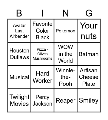 GAER Bingo Card