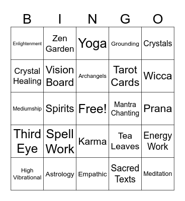 Spiritual Bingo Card