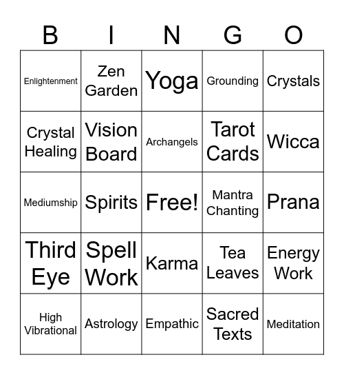 Spiritual Bingo Card