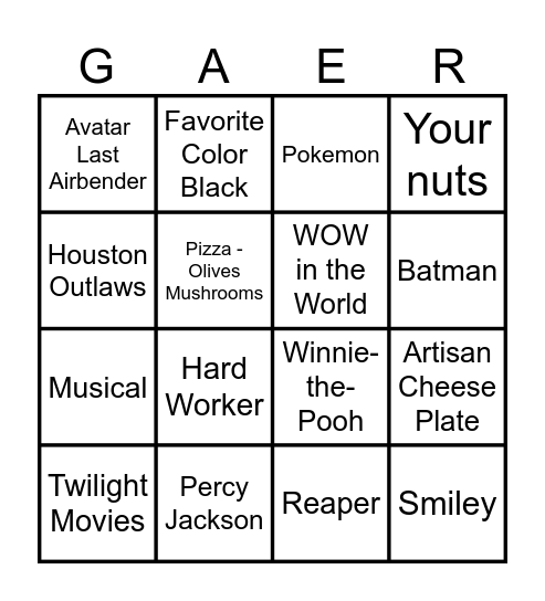 GAER BINGO Card