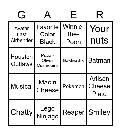 Gaer Bingo 2 Bingo Card