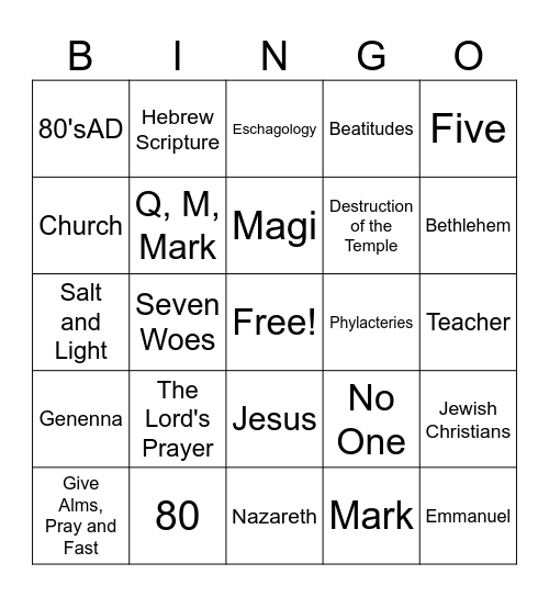 MatthewJ Bingo Card