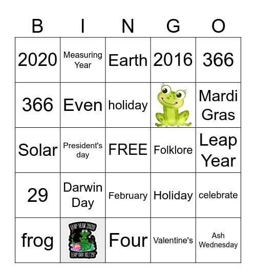 Leap Year Bingo Card