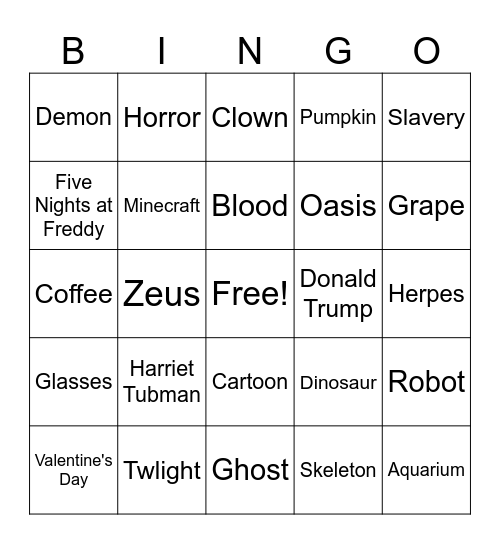 Infinite Craft Race Bingo Card