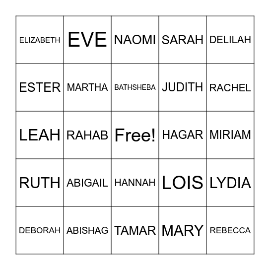 BIBLICAL WOMAN Bingo Card