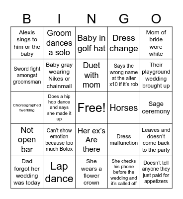 Lexi bingo Card