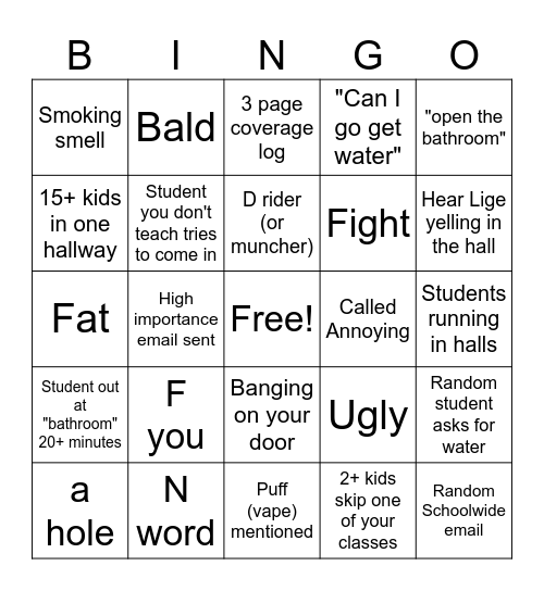 Stemmers Run Bingo Card