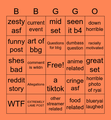 TNTL reddit bingo Card